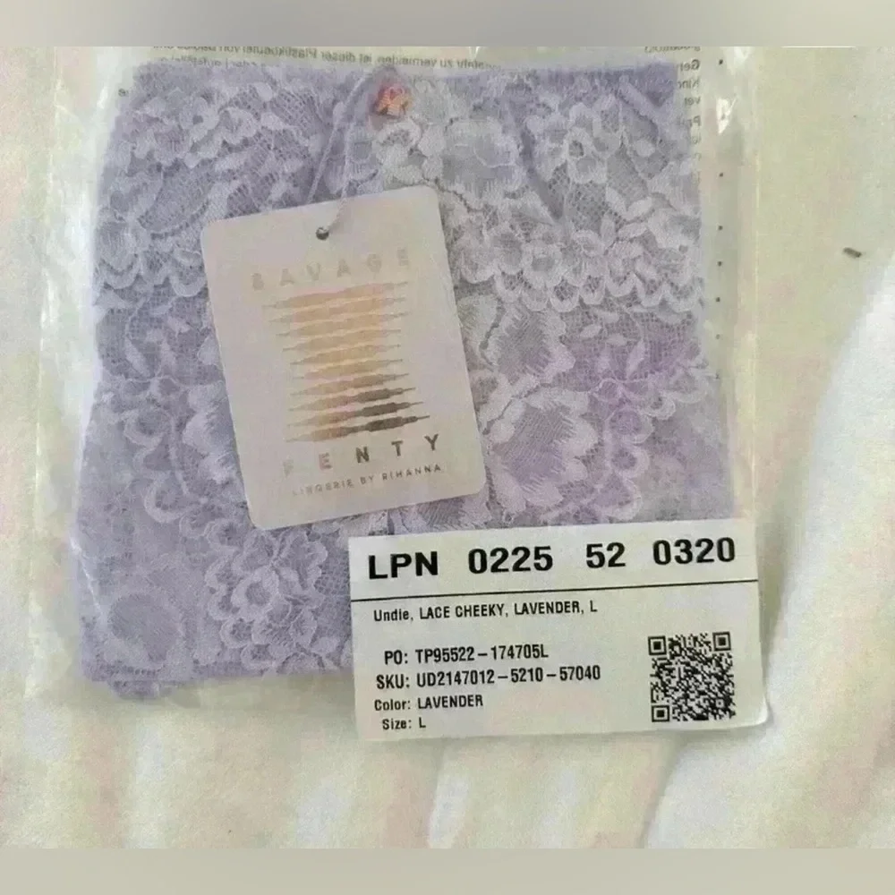Savage X FENTY Lace Thong , Unicorn Lavender & Lace Cheeky Lavender Panties